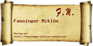 Fassinger Miklós névjegykártya