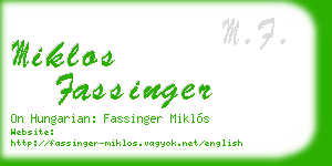 miklos fassinger business card